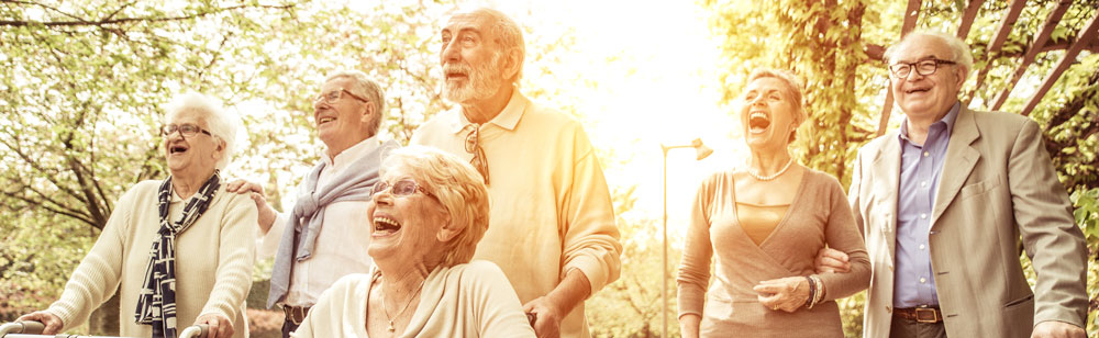 Happy elderly people smiling and laughing